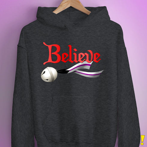 Believe Demisexual Pride Jingle Bell Hoodie - Dark Grey Heather